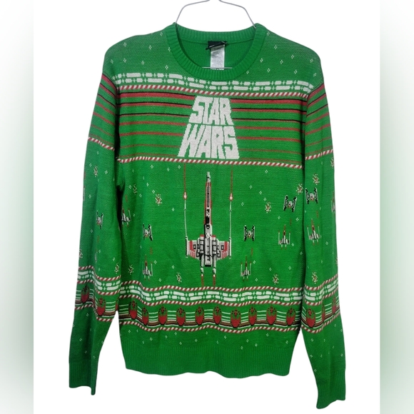 Men's Small Star Wars Nerd X-Wing Tie Fighter Ugly Christmas Sweater - Picture 1 of 12